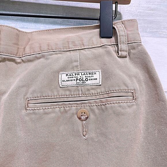 POLO Ralph Lauren Prospect Chino Shorts Khaki Flat Front Preppy Cotton Mens 32 - Picture 3 of 6